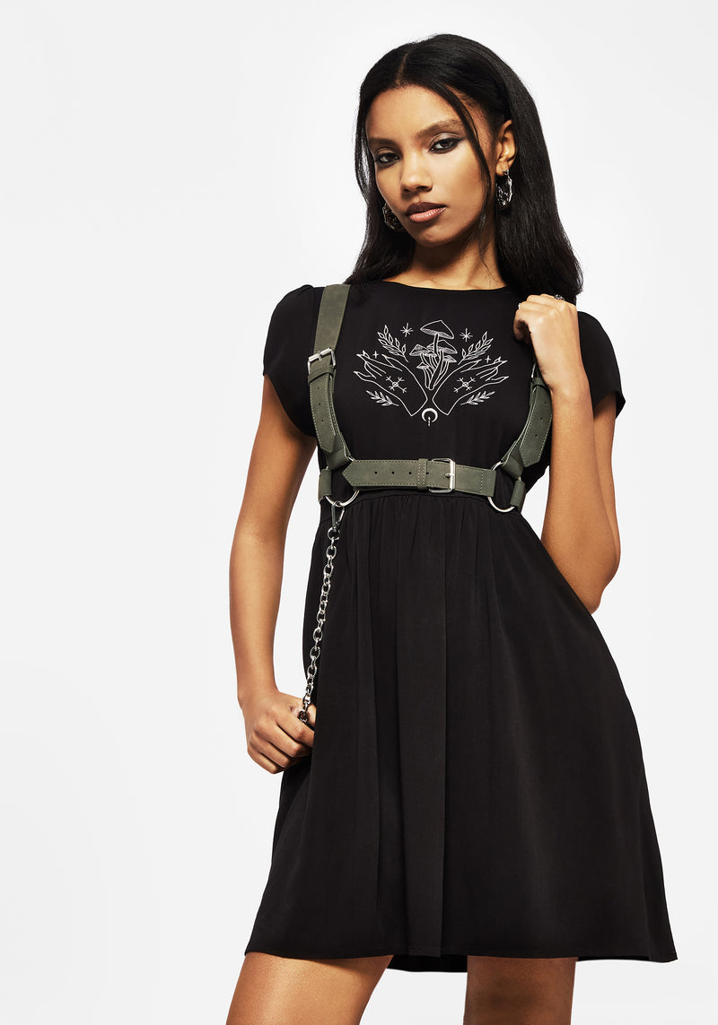 Mystify Embroidered Skater Mini Dress