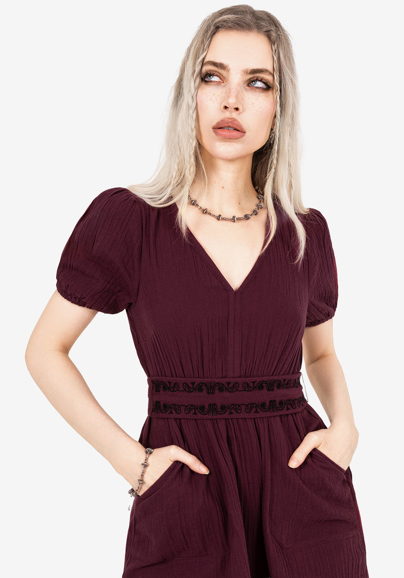 Poultice Embroidered Cotton Mini Dress