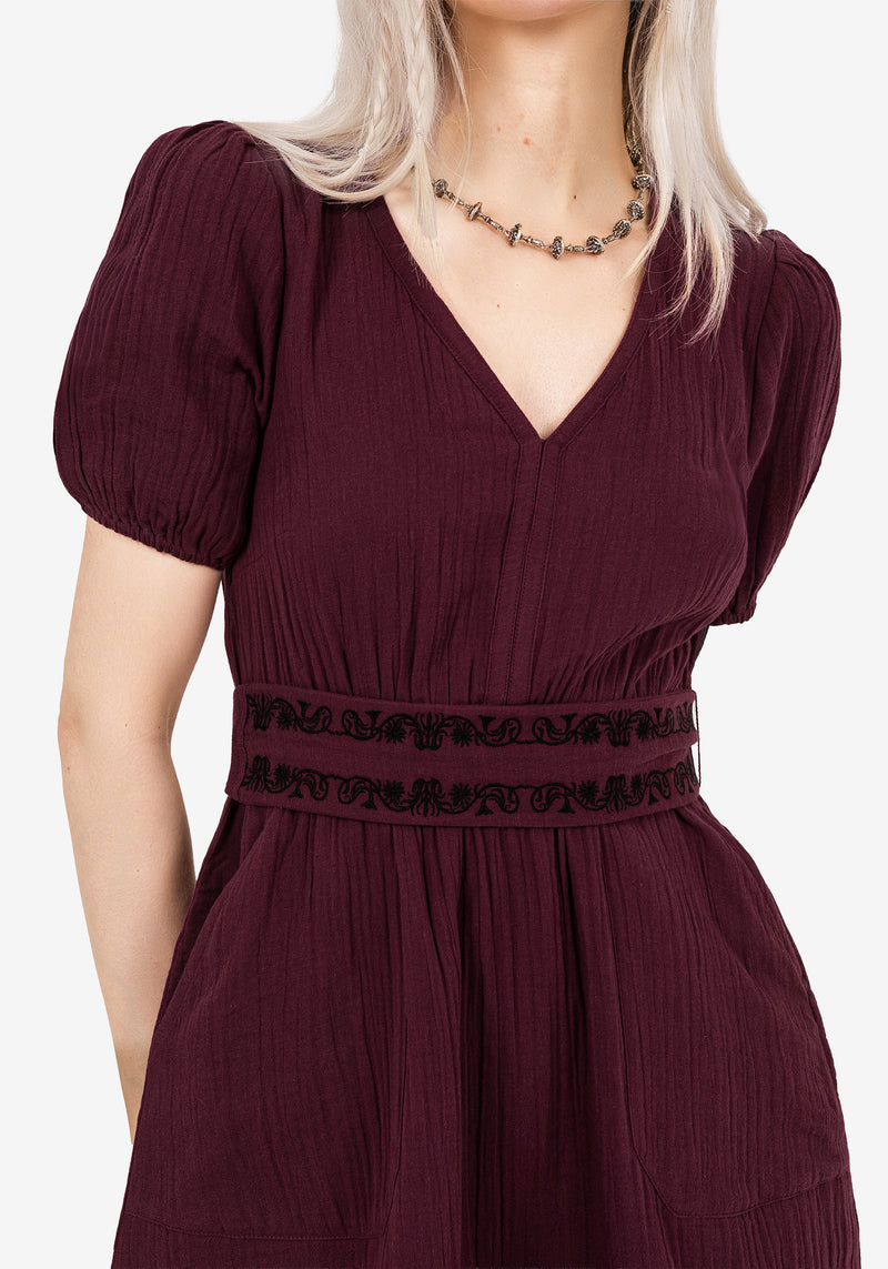 Poultice Embroidered Cotton Mini Dress