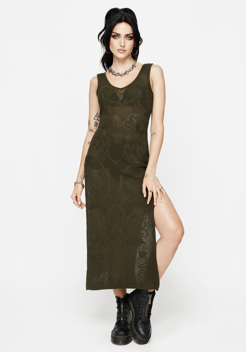 Tulip Jacquard Knit Cami Maxi Dress