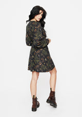 Wither Fern Print Balloon Sleeve Mini Dress