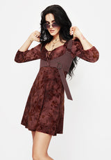 Wytchelm Floral Flocked Velour Mini Dress - Red