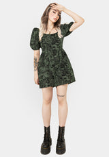 Bashe Cotton Puff Sleeve Playsuit - Green