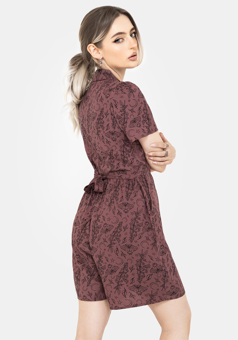 Roxana Moth Foxglove Button Up Playsuit