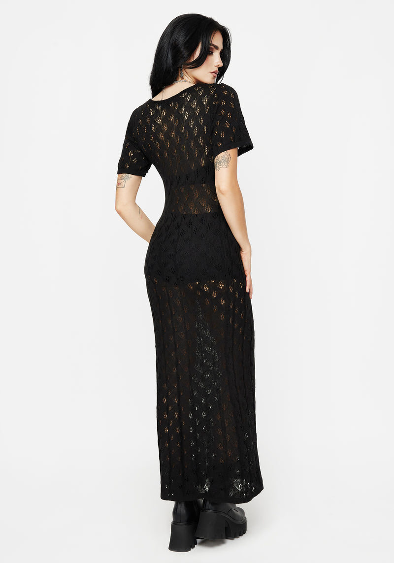 Elnora Moth Crochet Knit Maxi Dress