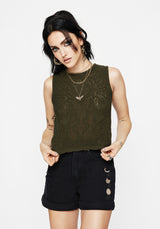 Tulip Jacquard Knit Crop Top
