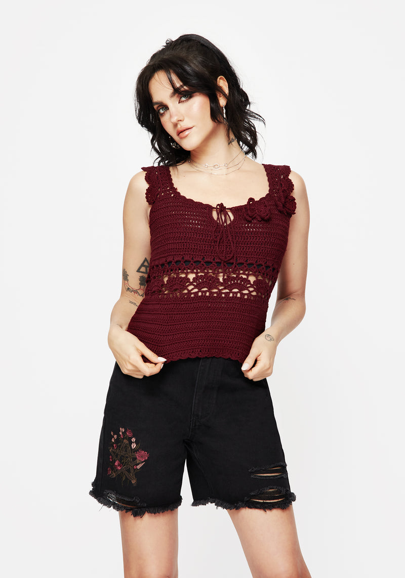 Elnora Moth Hand Crochet Knit Top