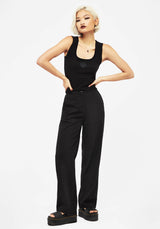 Elen Embroidered Rib Sleeveless Knit Top