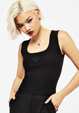 Elen Embroidered Rib Sleeveless Knit Top