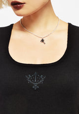 Elen Embroidered Rib Sleeveless Knit Top