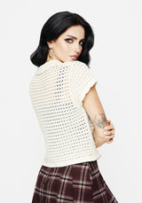 Drifter Pointelle Knit Button Up Top