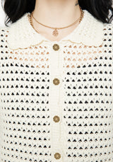 Drifter Pointelle Knit Button Up Top