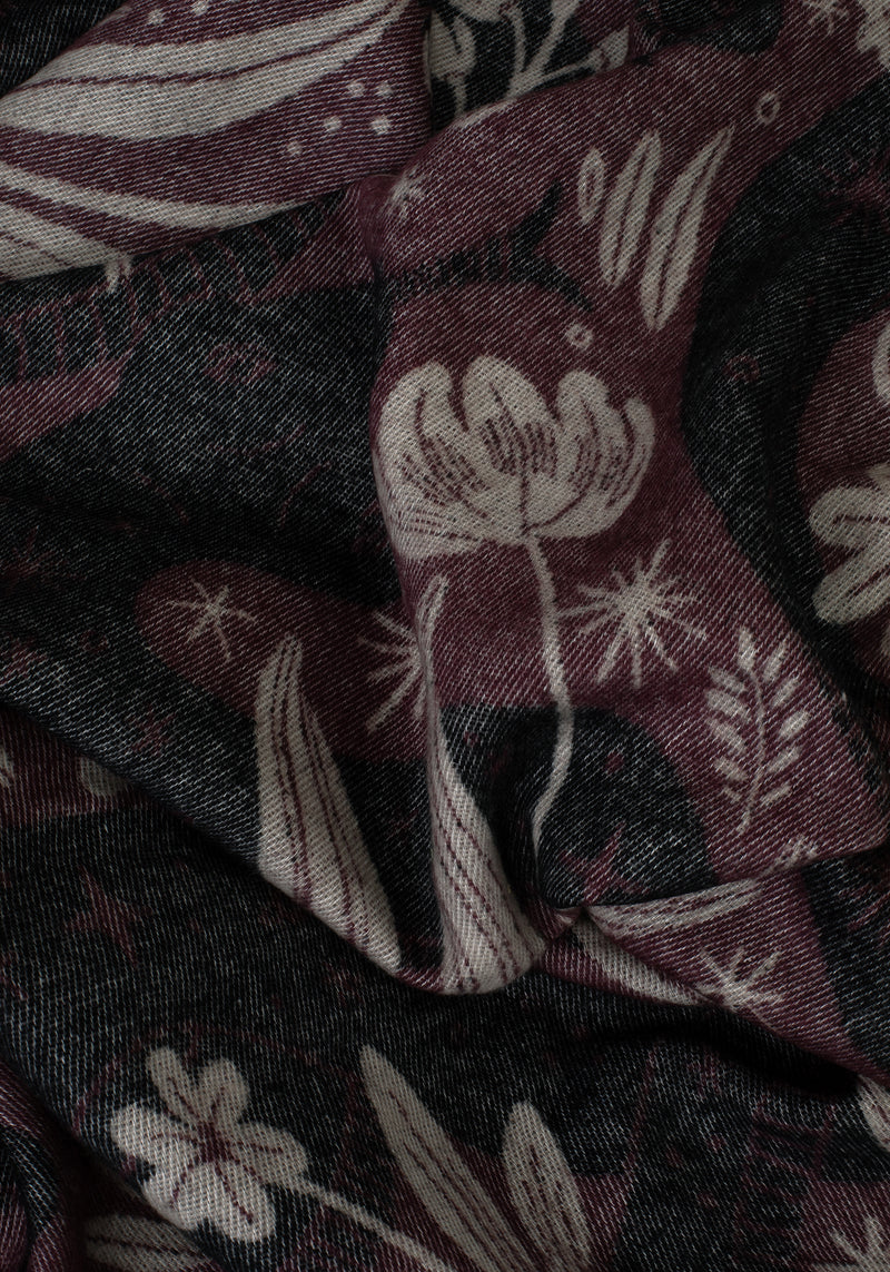 Deception Floral Snake Woven Blanket - Purple