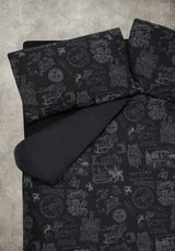 Heresy Woodcut Print Cotton Bedding Set - Double