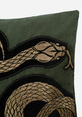Zarina Snake Embroidered Velour Throw Cushion