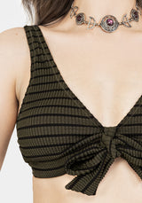 Mire Stripe Tie Detail Bikini Top