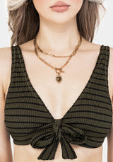 Mire Stripe Tie Detail Bikini Top