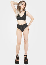 Slate Textured Check Bikini Top