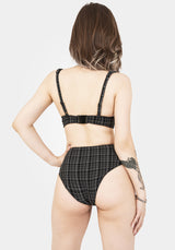 Slate Textured Check Bikini Top