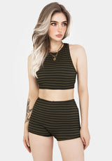 Mire Stripe High Waist Swim Shorts