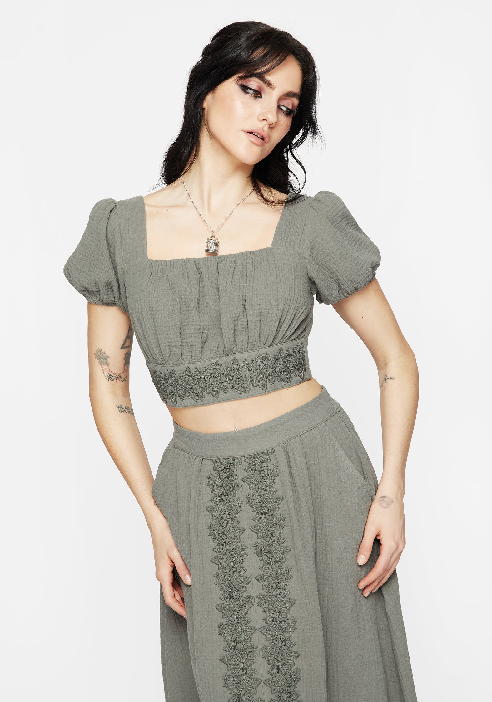 Alder Cotton Ivy Detail Crop Top