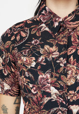 Bashe Cotton Floral Snake Print Short Sleeve Shirt