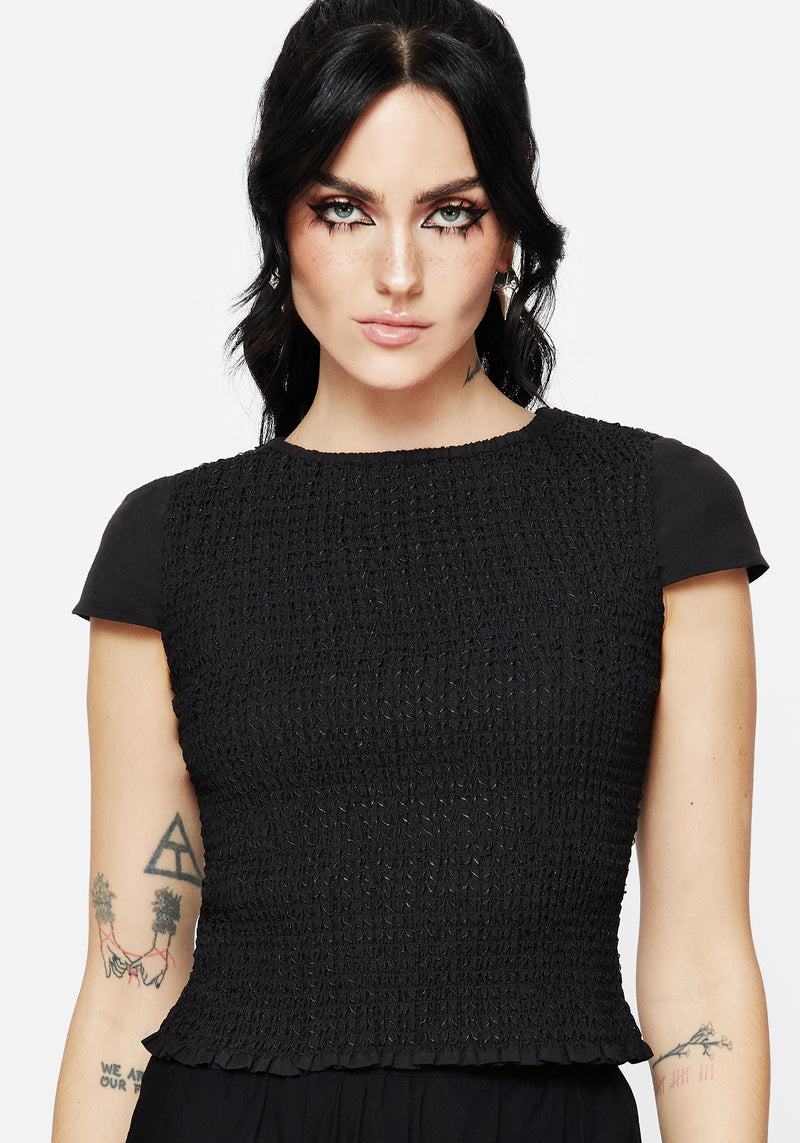 Litha Cotton Shirred Boat Neck Tee