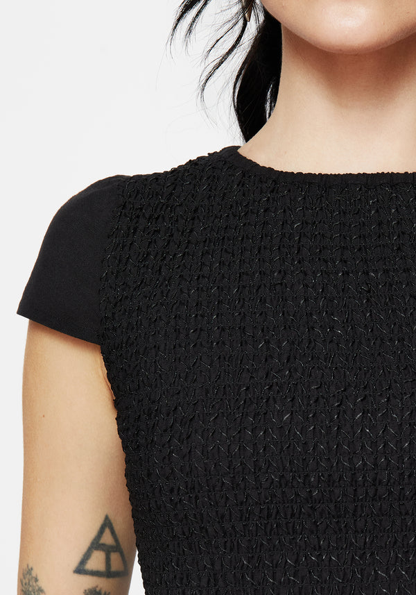 Litha Cotton Shirred Boat Neck Tee