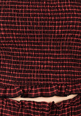 Carmine Textured Check Crop Top