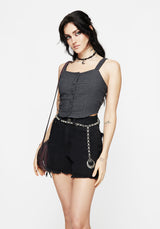 Faythe Cotton Check Button Up Cami Top