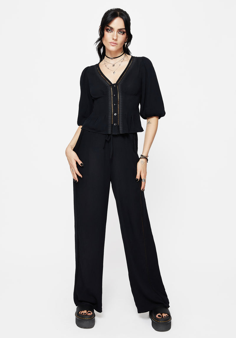 Blessing Lace Trim Wide Leg Trouser