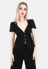 Polgara Floral Jacquard Peplum Top