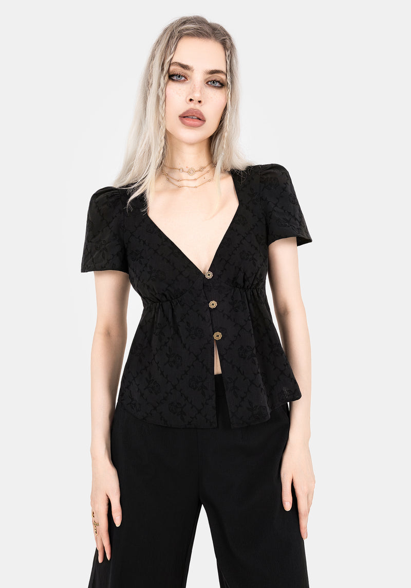 Polgara Floral Jacquard Peplum Top