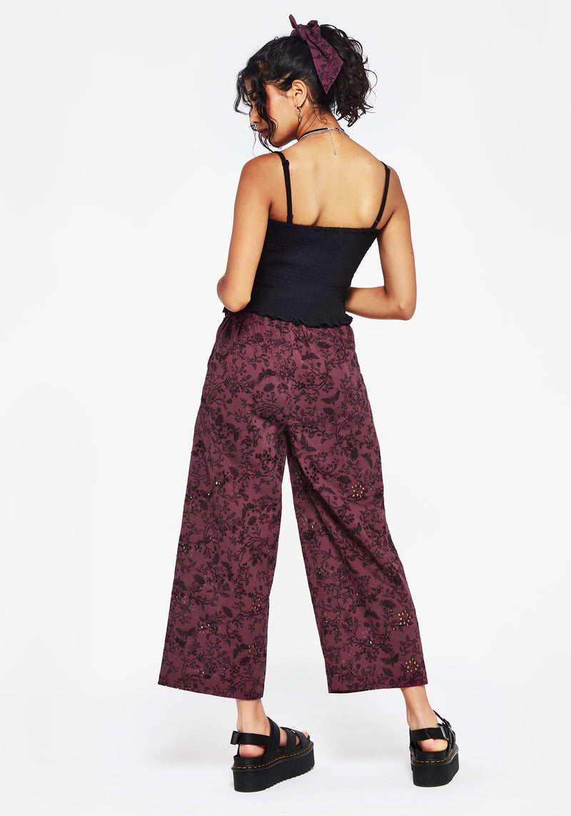 Morgana Cotton Broderie Tie Waist Culottes