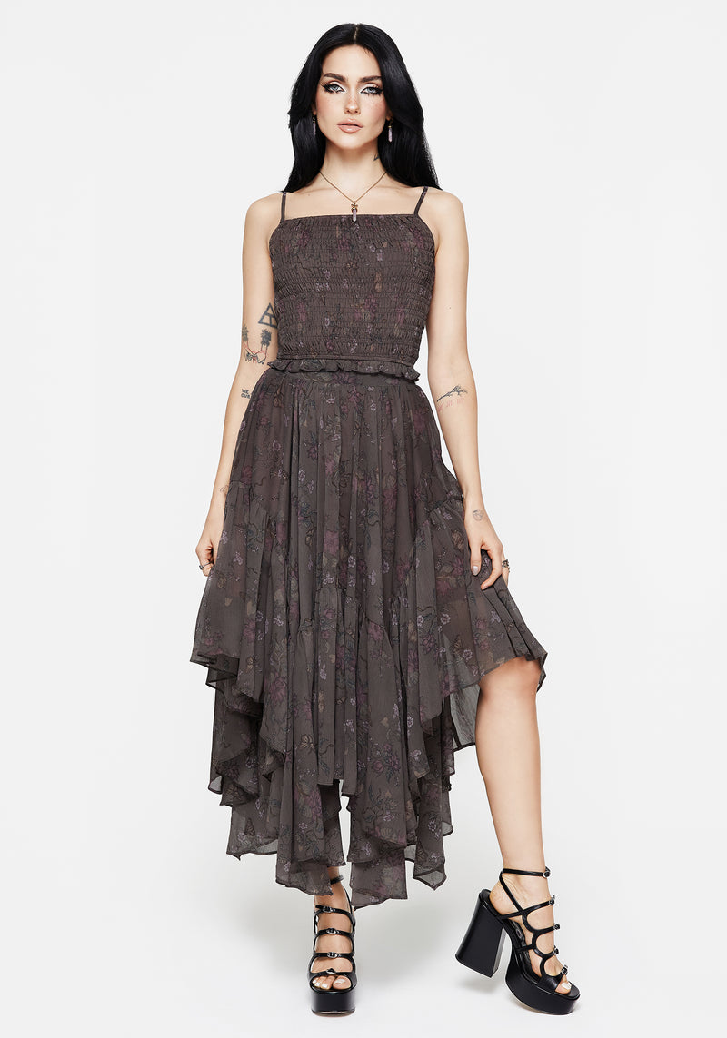 Arnora Chiffon Handkerchief Hem Midaxi Skirt