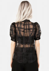 Sedona Organza Check Embroidered Button Up Shirt