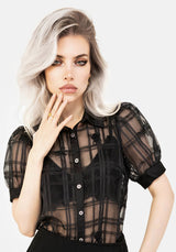 Sedona Organza Check Embroidered Button Up Shirt