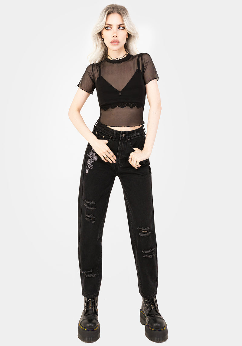 Mirage Mesh Lettuce Edge Crop Tee