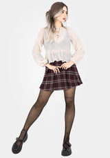 Villain Textured Tie Front Peplum Blouse - White