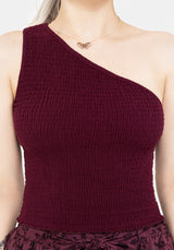 Midsommar Cotton Asymmetric Shirred Top