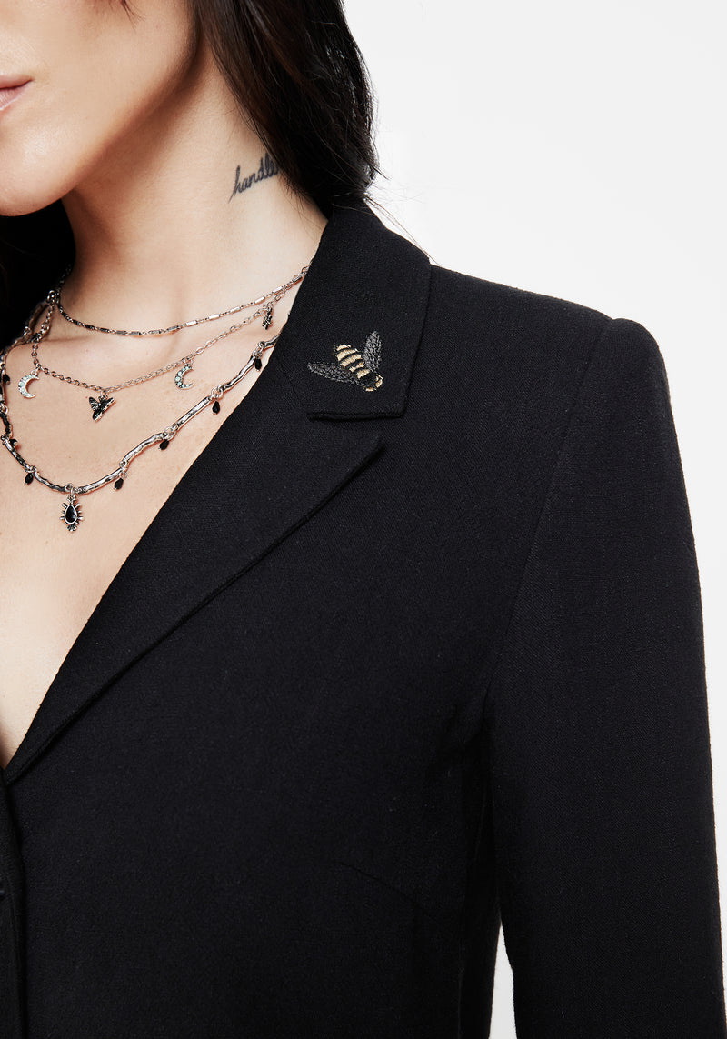 Chloris Embroidered Longline Blazer