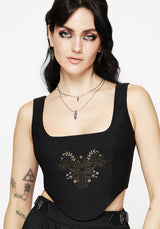 Foliate Floral Embroidered Corset Top