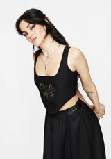 Foliate Floral Embroidered Corset Top