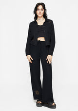 Cosmos Embroidered Button Up Crop Shirt