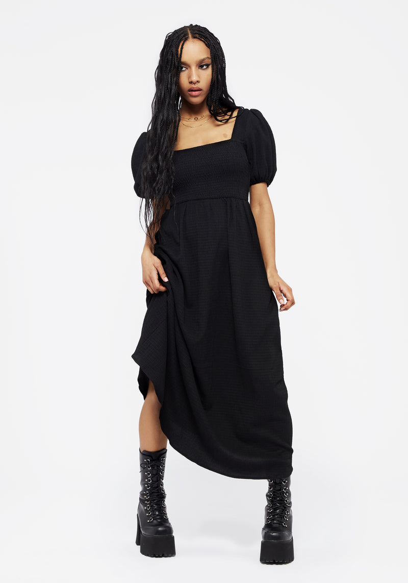 Carmine Midaxi Smock Dress - Black