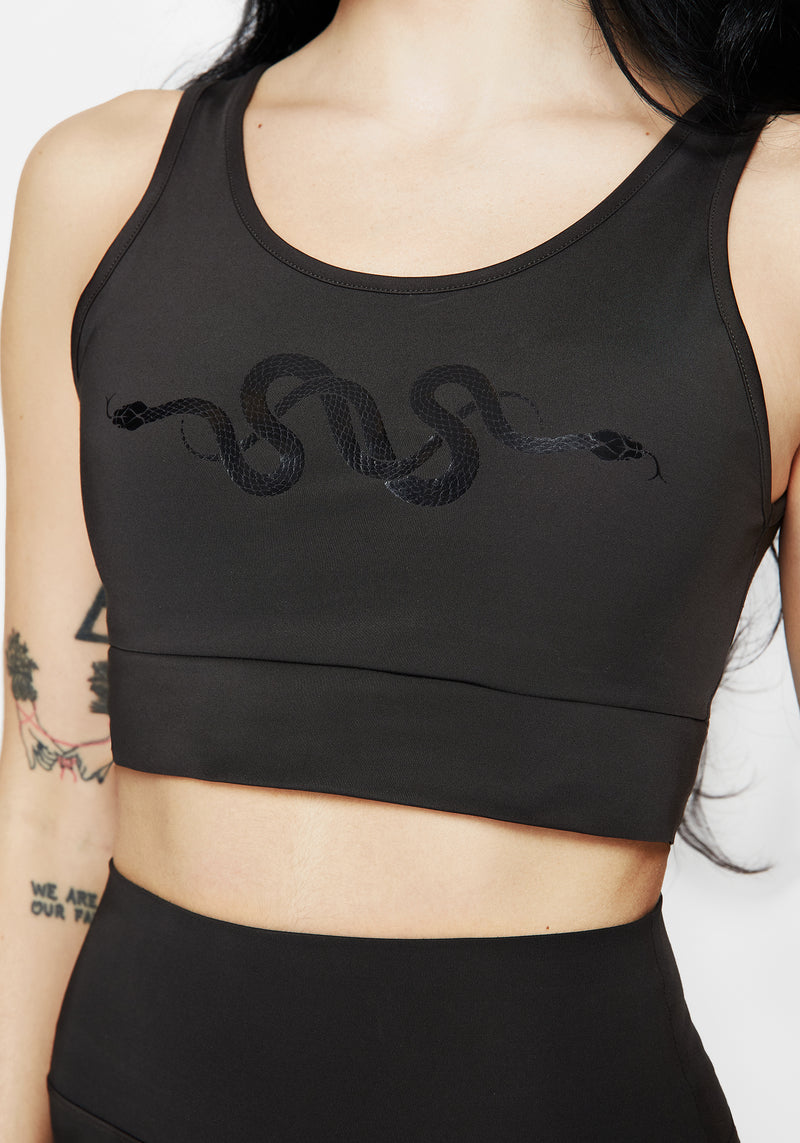 Venin Snake Racerback Athleisure Bra - Charcoal