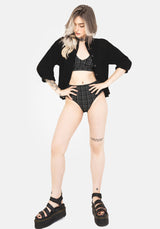 Slate Textured Check High Waist Swim Bottoms