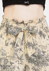 Maypole Cotton Print Paperbag Shorts