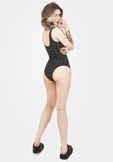 Slate Textured Check Square Neck Swimsuit