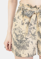 Maypole Cotton Print Paperbag Shorts